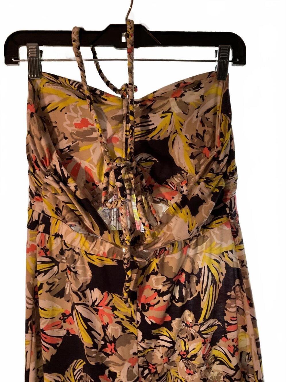 Love Fire Halter Floral Tropical Vacation Summer Maxi Dress Size Large - Picture 8 of 10